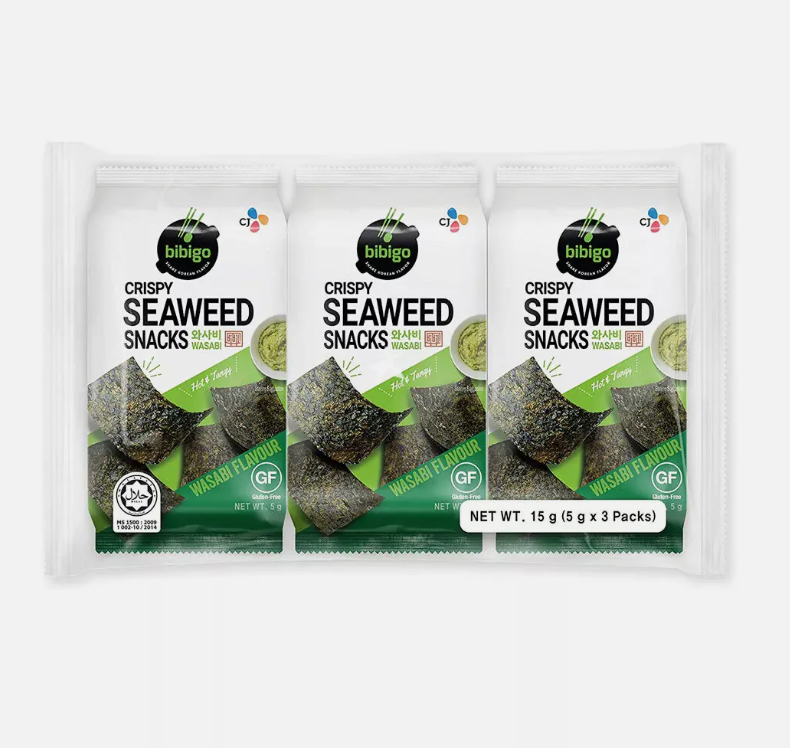 [CJ Bibigo] Crispy Seaweed (BBQ/Sesame/Wasabi) Halal 5gx3  비비고 스낵김