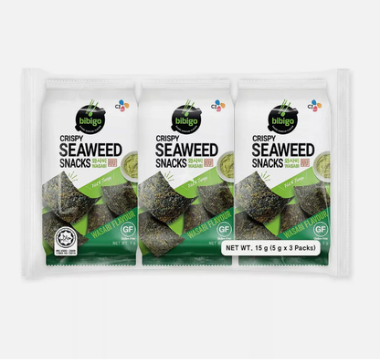 [CJ Bibigo] Crispy Seaweed (BBQ/Sesame/Wasabi) Halal 5gx3  비비고 스낵김
