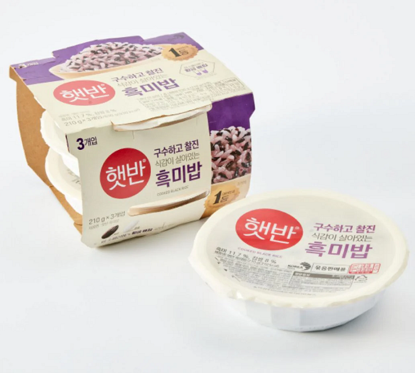 [CJ Hetbahn] Instant Cooked Brown Rice & Black Rice 210g  Halal 햇반 즉석밥 3개입 (흑미밥 / 발아현미밥)