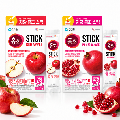 [CJW] Hongcho LOW TAG Fruit Vinegar Stick 40ml×10T 청정원 홍초 저당 스틱