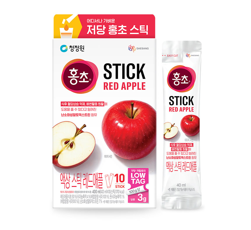 [CJW] Hongcho LOW TAG Fruit Vinegar Stick 40ml×10T 청정원 홍초 저당 스틱