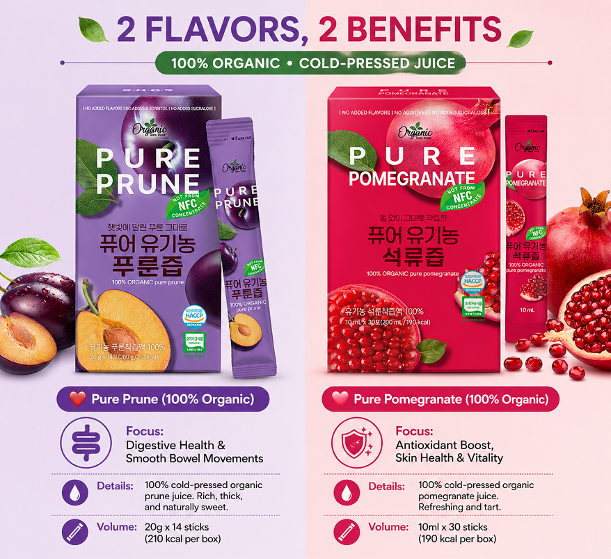 [Chunho N Care] 100%  Pure Juice Stick (Prune / Pomegranate)  퓨어 유기농 푸른즙 석류즙