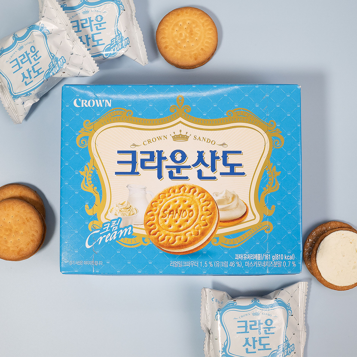 [Crown] Sando Strawberry / Cream Cookies 61g / 161g / 323g 크라운 산도 딸기 / 산도 크림