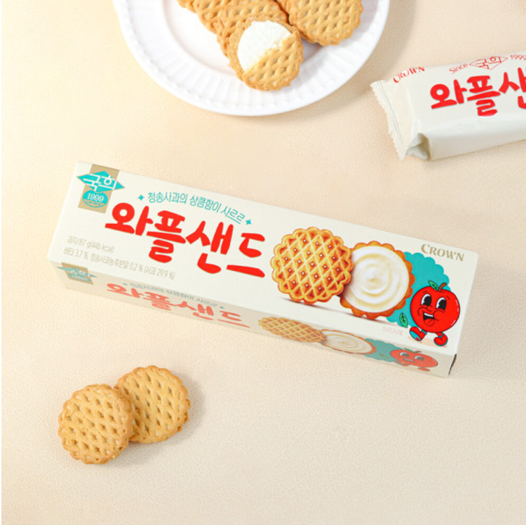 [Crown] Waffle Sandwich Biscuits 91g 크라운 국희 와플샌드