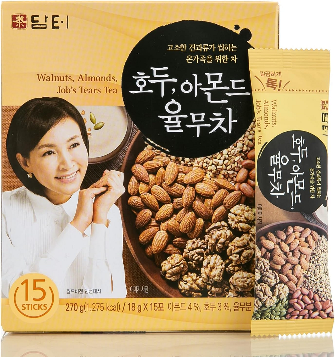 [Damtuh] Walnut Almond & Peanut Tea, Misugaru 18g x 15T 담터 호두 아몬드 율무차