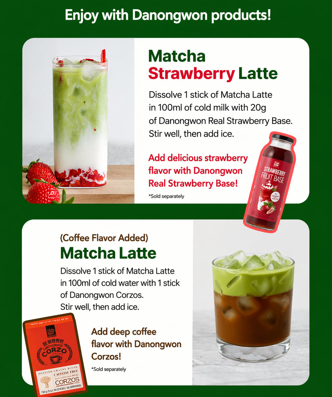 [Danongwon] Matcha Latte Stick 16gx10T 다농원 말차라떼 10개입