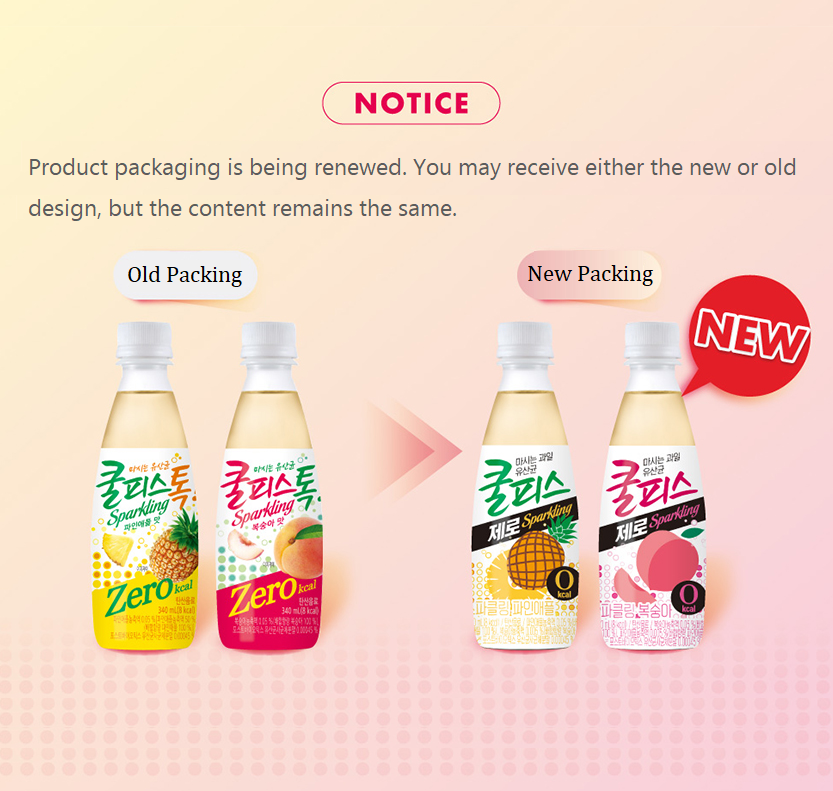 [Dongwon] Coolpis Zero Sparkling Peach / Pineapple Juice 340ml 동원 쿨피스톡 제로