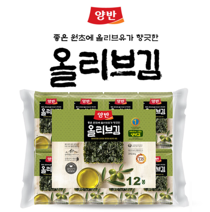 [Dongwon] Roasted Laver Gim Snack (Olive Oil/Sesame Oil/Perilla Oil)12P [동원] 양반 김 (올리브유/참기름/들기름)