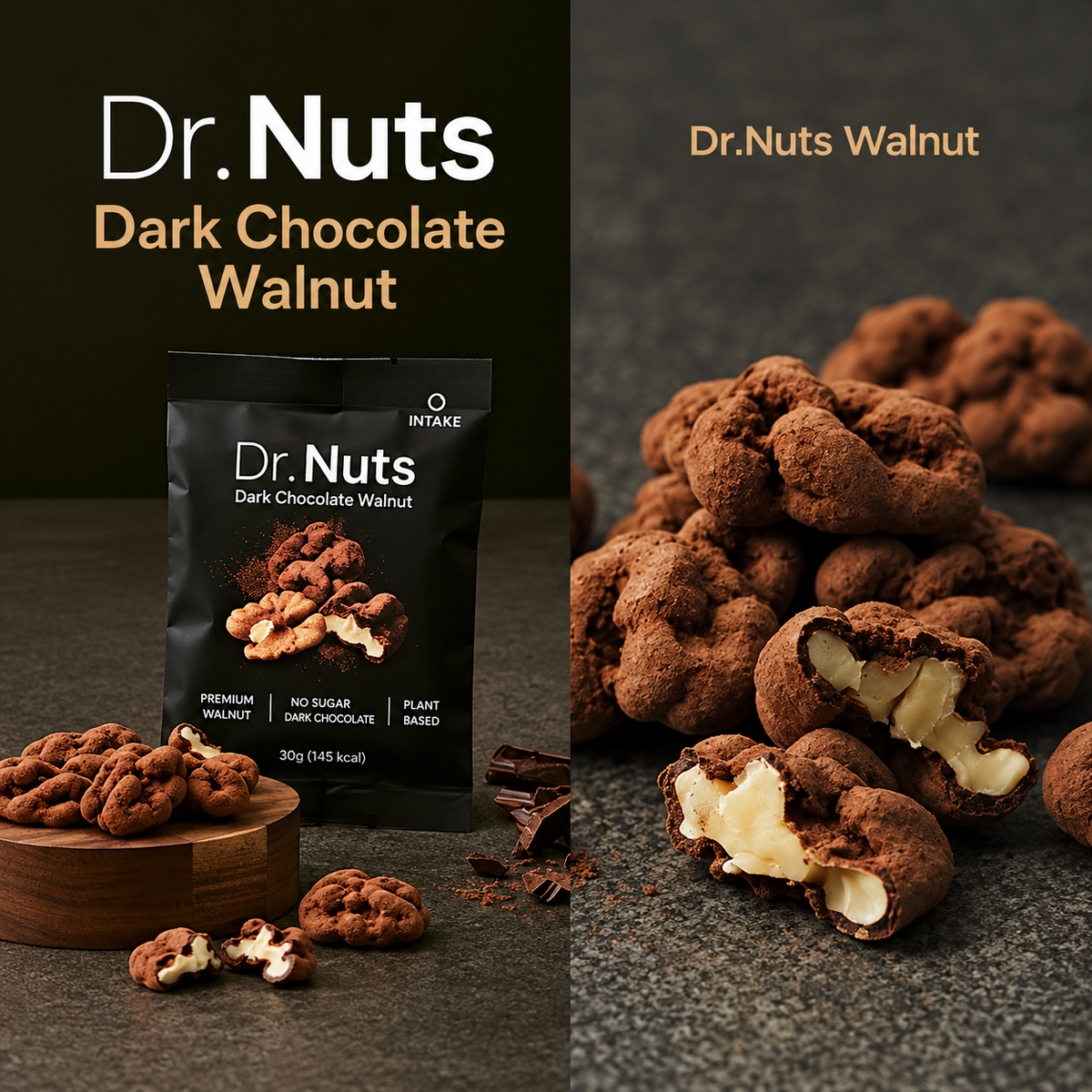 [Dr.Nuts] Dark Chocolate Coated Nuts 30g – Almond / Walnut / Pecan [닥터넛츠] 무설탕 다크초콜릿 3종