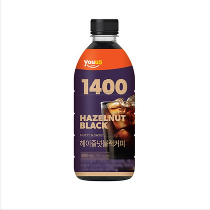 [GS25 YOUUS] 1400 Iced Coffee Series 500ml 헤이즐넛블랙 / 스위트블랙 / 블랙커피 / 카페라떼