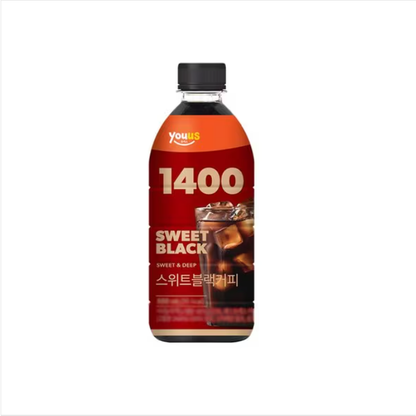 [GS25 YOUUS] 1400 Iced Coffee Series 500ml 헤이즐넛블랙 / 스위트블랙 / 블랙커피 / 카페라떼