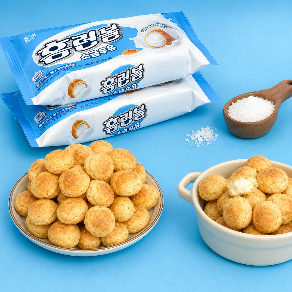 [Haitai] Homerun Ball Cream Puff Snack (Salted Milk / Chocolate) 해태 홈런볼 초코