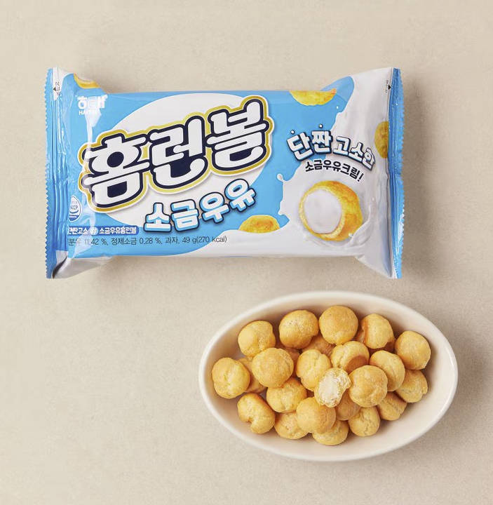 [Haitai] Homerun Ball Cream Puff Snack (Salted Milk / Chocolate) 해태 홈런볼 초코