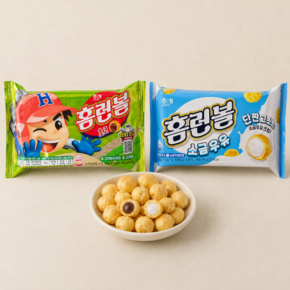 [Haitai] Homerun Ball Cream Puff Snack (Salted Milk / Chocolate) 해태 홈런볼 초코