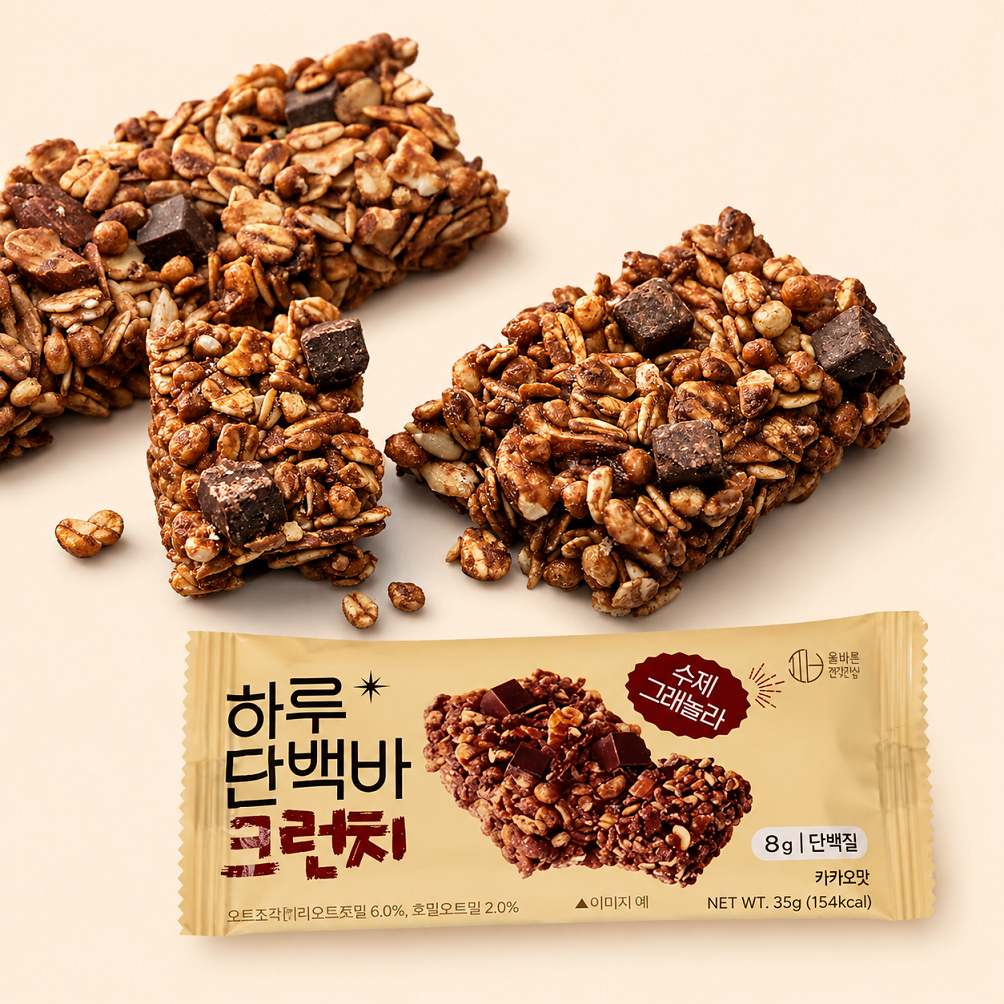 [GS25 Haru Protein] Crunch Cacao Granola Protein Bar 35g 하루 단백바 크런치 카카오맛