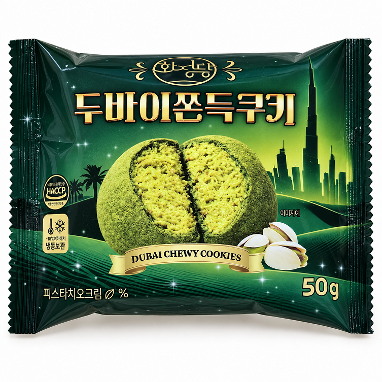 [Hwajeongdang] Dubai Matcha Chewy Cookie 50g [화정당] 두바이 말차 쫀득쿠키