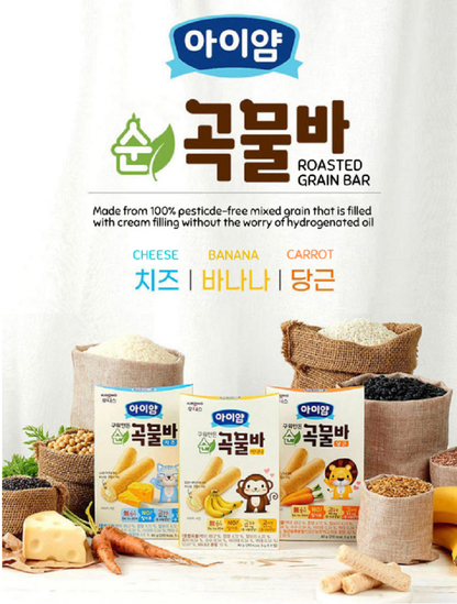 [Ildong Foodis] Baby Roasted Grain Bar Grain Bars 40g 일동 순 곡물바 (치즈 / 바나나 / 당근)