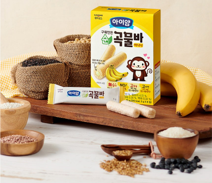 [Ildong Foodis] Baby Roasted Grain Bar Grain Bars 40g 일동 순 곡물바 (치즈 / 바나나 / 당근)
