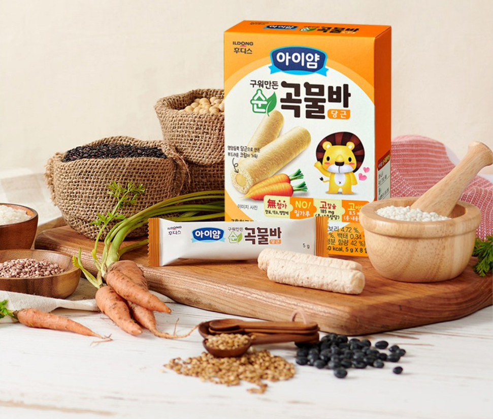 [Ildong Foodis] Baby Roasted Grain Bar Grain Bars 40g 일동 순 곡물바 (치즈 / 바나나 / 당근)