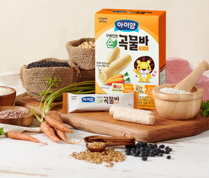 [Ildong Foodis] Baby Roasted Grain Bar Grain Bars 40g 일동 순 곡물바 (치즈 / 바나나 / 당근)