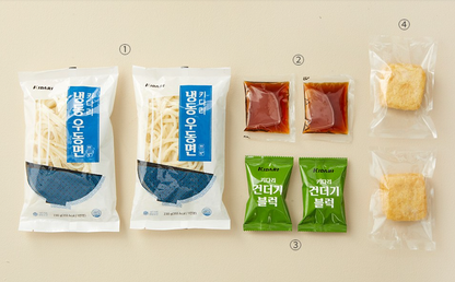 [Kidari] Korea Premium Udon Soup (for 2PAX) 키다리 어묵 우동 통유부 우동  왕새우튀김 우동 (2인분)