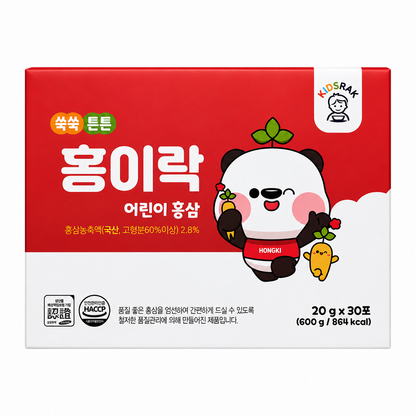 [Kidsrak] Children's Red Ginseng Pouch 20g x 30 Sticks (600g) 쑥쑥 튼튼 홍이락 어린이 홍삼