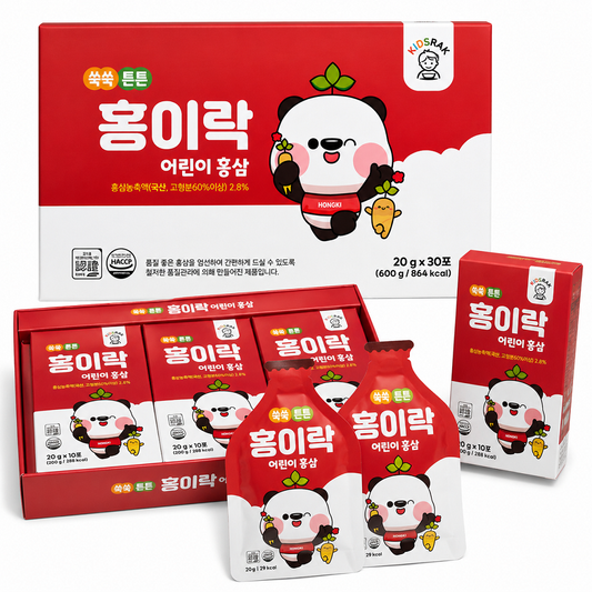[Kidsrak] Children's Red Ginseng Pouch 20g x 30 Sticks (600g) 쑥쑥 튼튼 홍이락 어린이 홍삼