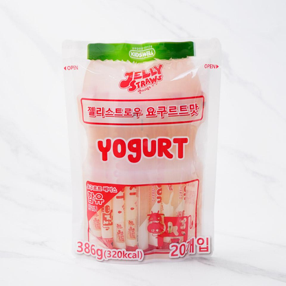 [Kidswell] Jelly Straw Yogurt Flavor 386g 20pcs [키즈웰] 젤리스트로우 요구르트맛 젤리