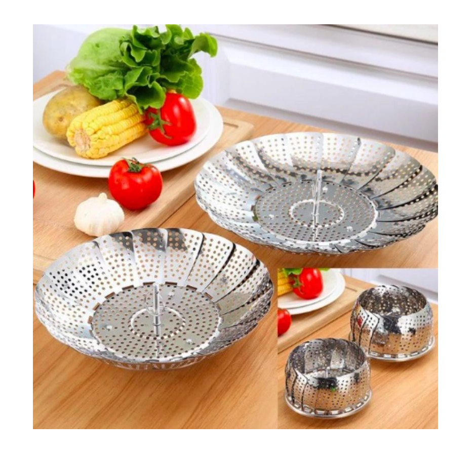 Kitchen Stainless Steel Foldable Steamer Basket (2 sizes) 스텐찜기 대