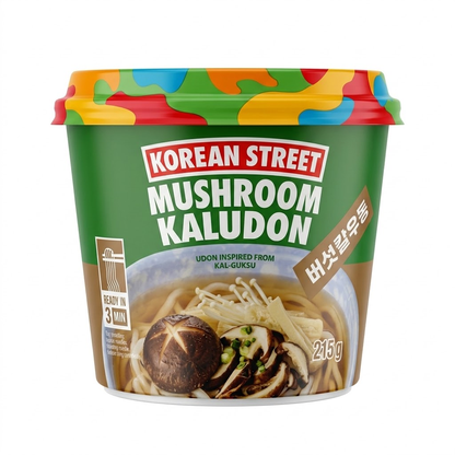 [Korean Street] Kaludon Korean-Style Udon (Kimchi / Mushroom / Spicy) 칼우동 김치 버섯 매운맛 (컵)