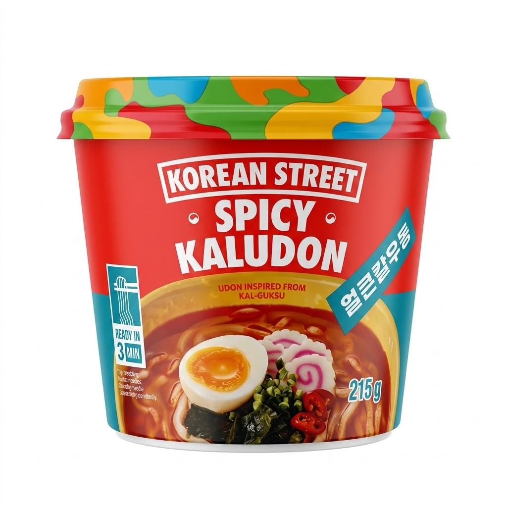 [Korean Street] Kaludon Korean-Style Udon (Kimchi / Mushroom / Spicy) 칼우동 김치 버섯 매운맛 (컵)