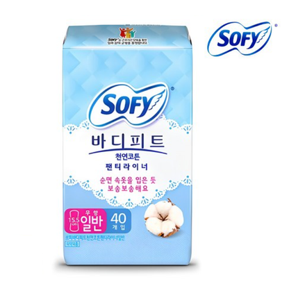 [Sofy] Bodyfit Natural Cotton Pantyliner (Unscented/Cotton) 40p 쏘피 바디피트 천연코튼 팬티라이너 무향