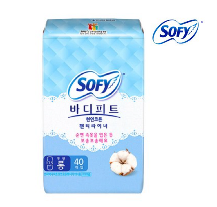 [Sofy] Bodyfit Natural Cotton Pantyliner (Unscented/Cotton) 40p 쏘피 바디피트 천연코튼 팬티라이너 무향