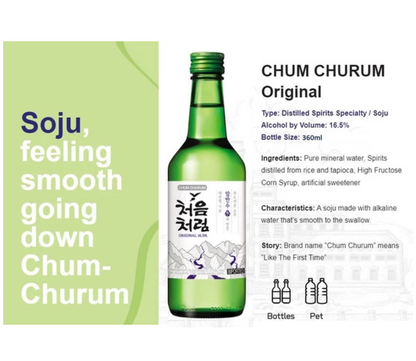 [Lotte] Liquor Chum Churum Original Soju 360ml / 16.5%  처음처럼 (소주)