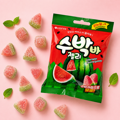 [Lotte] Jellycious Watermelon Gummy 56g 롯데 수박바 젤리