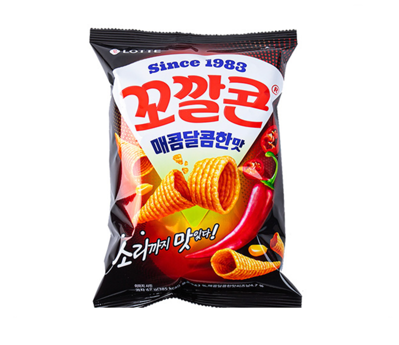 [Lotte] Kokkal Corn Snack (Original, Spicy Sweet ,Grilled) 67g 꼬깔콘 고소한맛, 군옥수수맛, 매콤달콤한맛