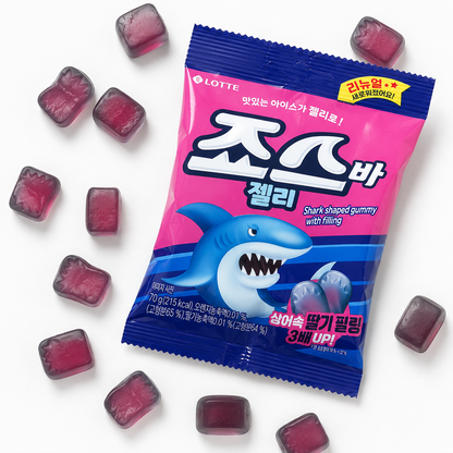 [Lotte] Shark Gummy with Strawberry Filling 70g 롯데 죠스바 젤리