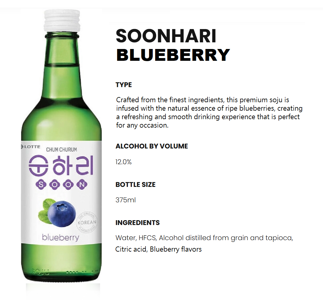 [Lotte] Liquor Chum Churum Blueberry Soju 360ml / 12% 순하리 블루베리  (소주)