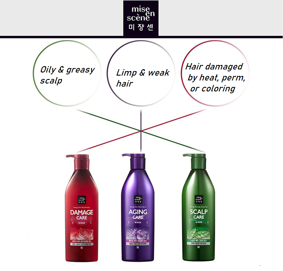 [Mise En Scene] Conditioner Hair Care (Damage/ Scalp/ Aging) 680ml 미쟝센 린스 –데미지케어 /스칼프케어 /에이징케어