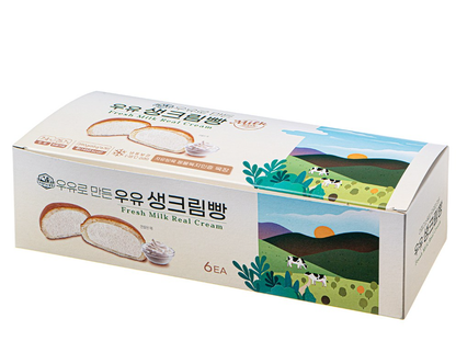 [MorningSmile] Fresh Milk Real Cream Bread 65g x 6P 아침미소목장 우유 생크림 빵 (냉동)