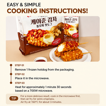 [Myeongrang Sidae] Cajun Potato Mozzarella Hotdog 120gx4pcs 명랑시대 케이준감자 통모짜 핫도그