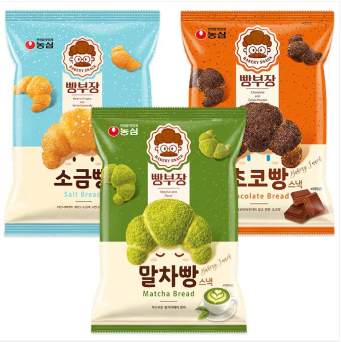 [Nongshim] Ppang Bujang Bakery Snack 55g (Salted Butter, Chocolate & Matcha) 농심 빵부장 베이커리 스낵