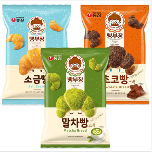 [Nongshim] Ppang Bujang Bakery Snack 55g (Salted Butter, Chocolate & Matcha) 농심 빵부장 베이커리 스낵
