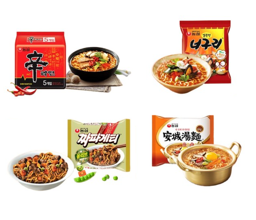 [Nongshim] Ramen Variety Bundle 4x5-Packs (Total 20 Packs) 신라면 / 너구리 / 안성탕면 / 짜파게티