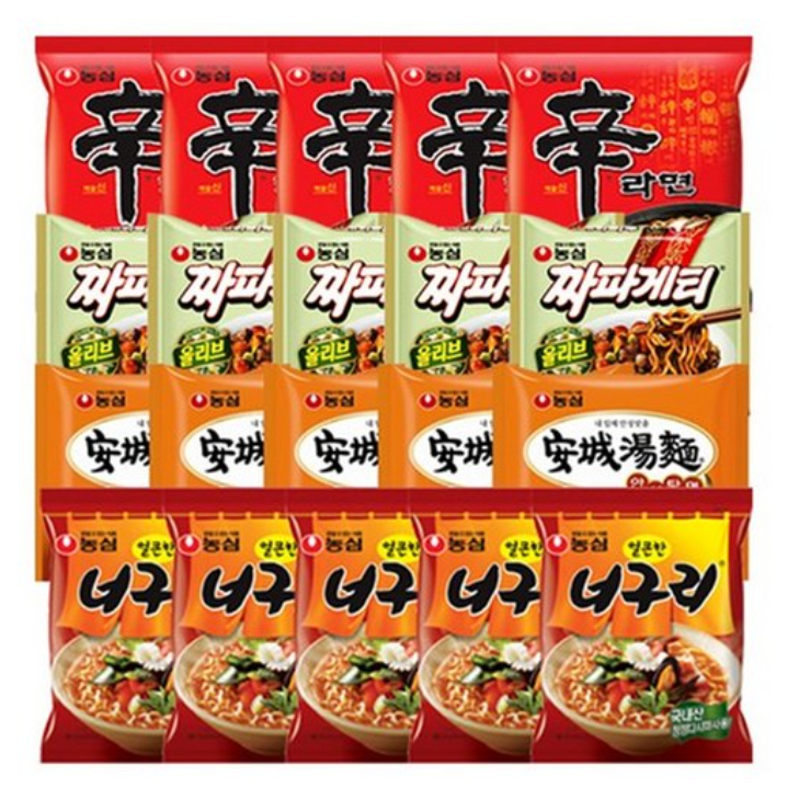 [Nongshim] Ramen Variety Bundle 4x5-Packs (Total 20 Packs) 신라면 / 너구리 / 안성탕면 / 짜파게티