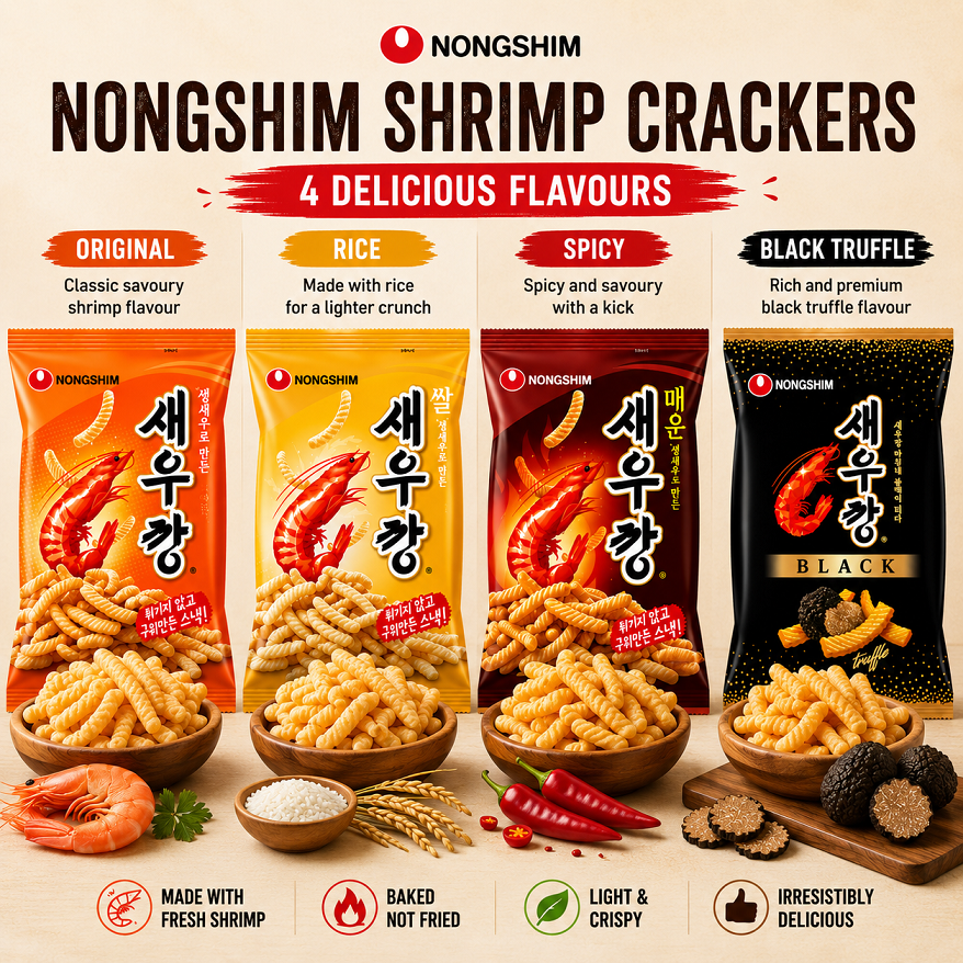 [Nongshim] Shrimp Crackers (Original, Rice, Spicy & Black) 농심 새우깡 4종