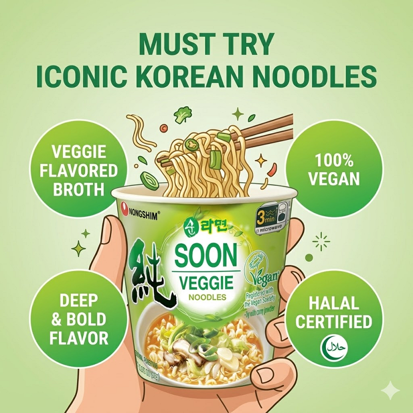 [Nongshim] Soon Veggie Ramen Soup Cup 67g (Halal)  농심 순라면 컵
