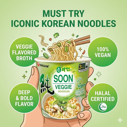 [Nongshim] Soon Veggie Ramen Soup Cup 67g (Halal)  농심 순라면 컵