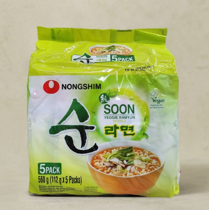[Nongshim] Vegan Soon Veggie Ramen Halal 112g x 5p | Halal 농심 순라면 멀티팩