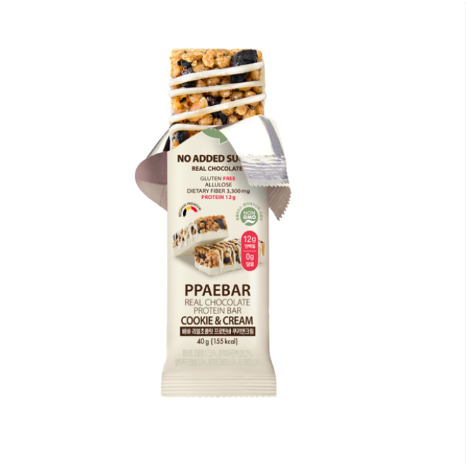 [Olive Young] PPAEBAR Real Chocolate Protein Bar 40g 빼바 프로틴바 다크 회이트 쿠키앤크림 그릭요거트